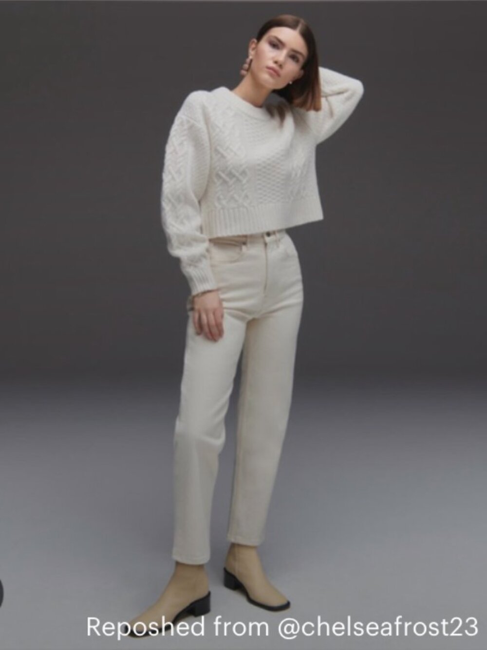 Everlane Cheeky Jean in cream size 25 Tall